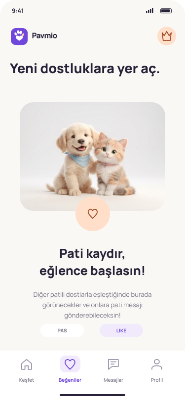 Pavmio Gelen beğeni ekranı