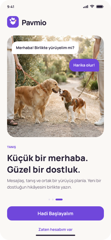 Pavmio Dostluğa merhaba ekranı