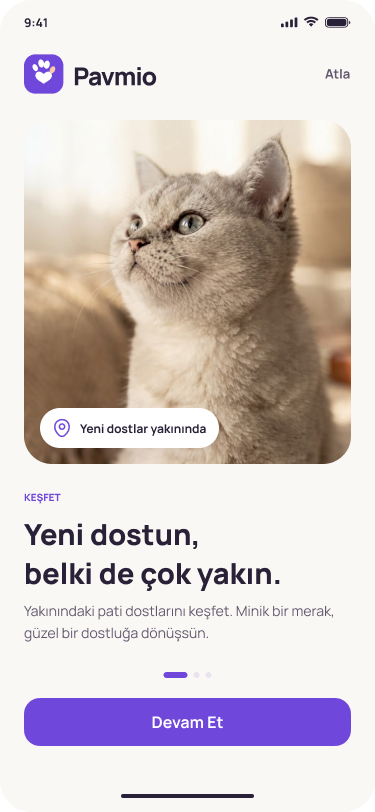 Pavmio Yakındaki dostlar ekranı